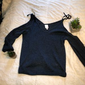 CUTE OFF THE SHOULDER SWEATER WITH RIBBONSV